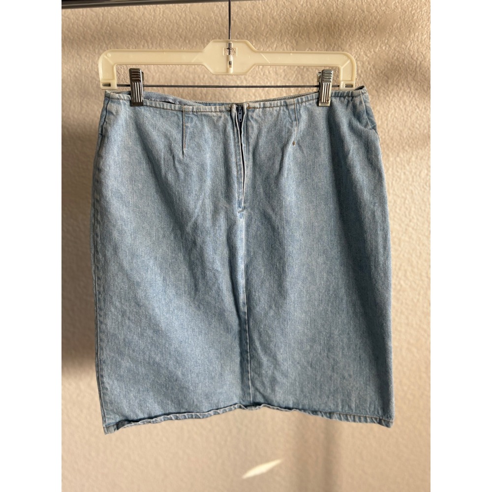St Johns Bay Womens 8P Light Wash Denim Pencil Skirt High Rise Cotton Vintage